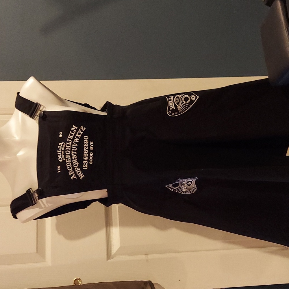 Hell Bunny Samara Black‎ Pinafore Dress Ouija Board Embroidered Small UK10